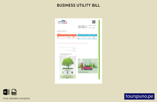listo para imprimir la factura comercial de servicios públicos de Kahramaa, pl 1